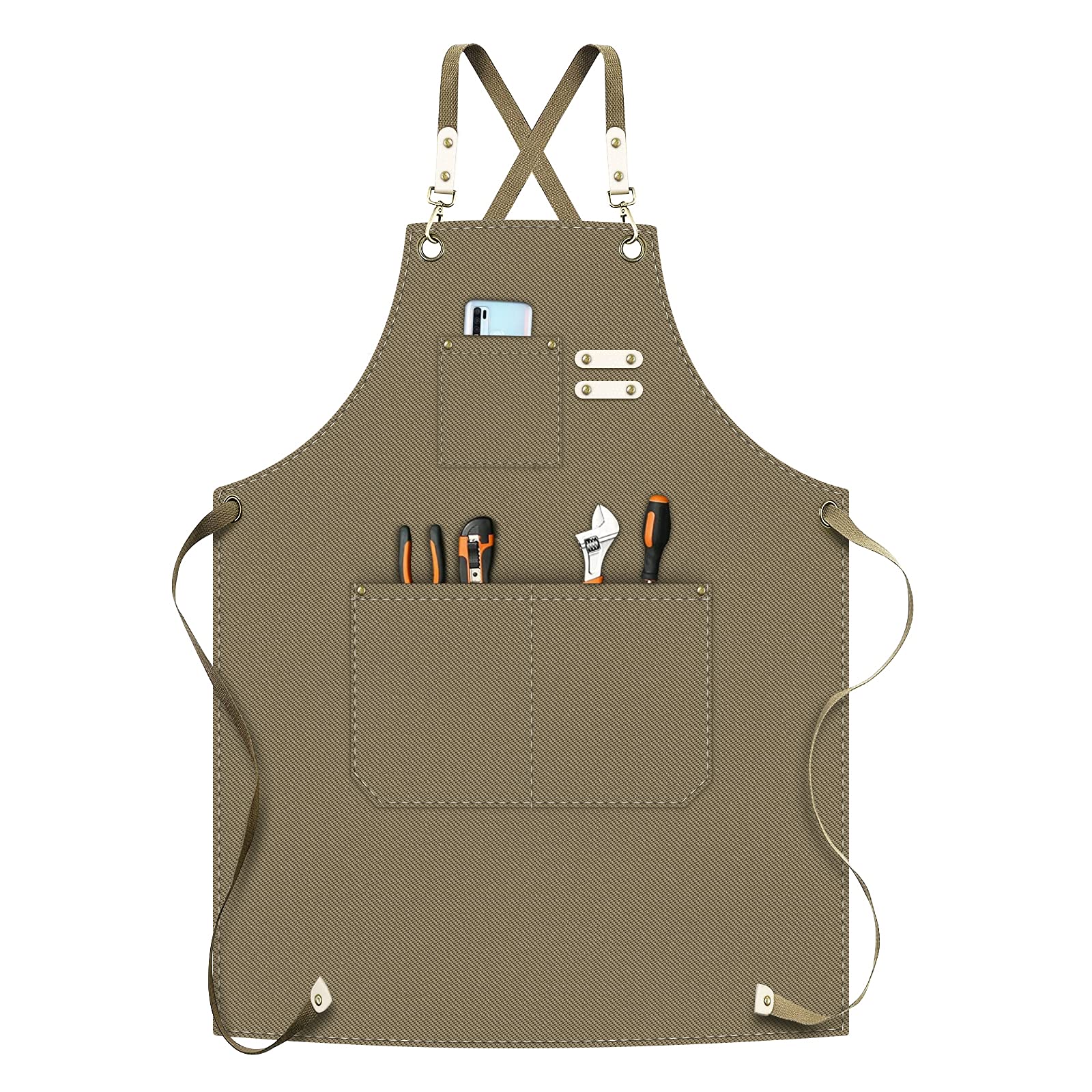 JASBON Chef Apron,Multipurpose Apron Apron,Large Pockets,Water Resistant Canvas Cross Back Adjustable Apron for Men Women
