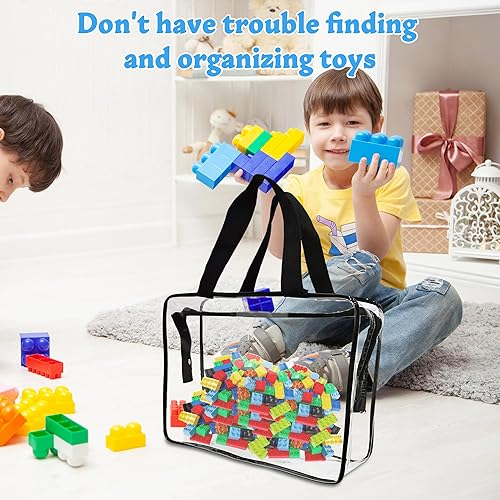 Miniatura 4 de Paquete de 6 bolsas grandes de almacenamiento de juguetes, bolsas organizadoras de PVC transparente con cremallera, organizador impermeable de viaje