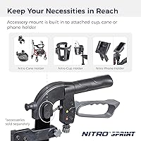 Vista 5 de Drive Medical - Andador plegable Nitro Sprint con asiento, andador de altura alta y ligero con ruedas grandes, andador plegable, andador de cuatro