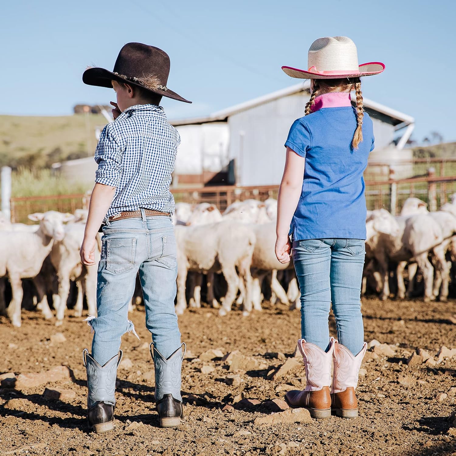 Rollda Kids Cowboy Boots for Boys Girls Western Square Toe Cowgirl Boots with Walking Heel (Toddler/Little Kid/Big Kid) - Image 3