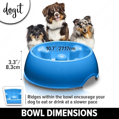 Miniatura 4 de Dogit Go lenta anti-gulping tazón para perro, L, Azul