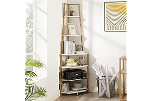 VECELO 6-Tier Gold Corner Bookshelf