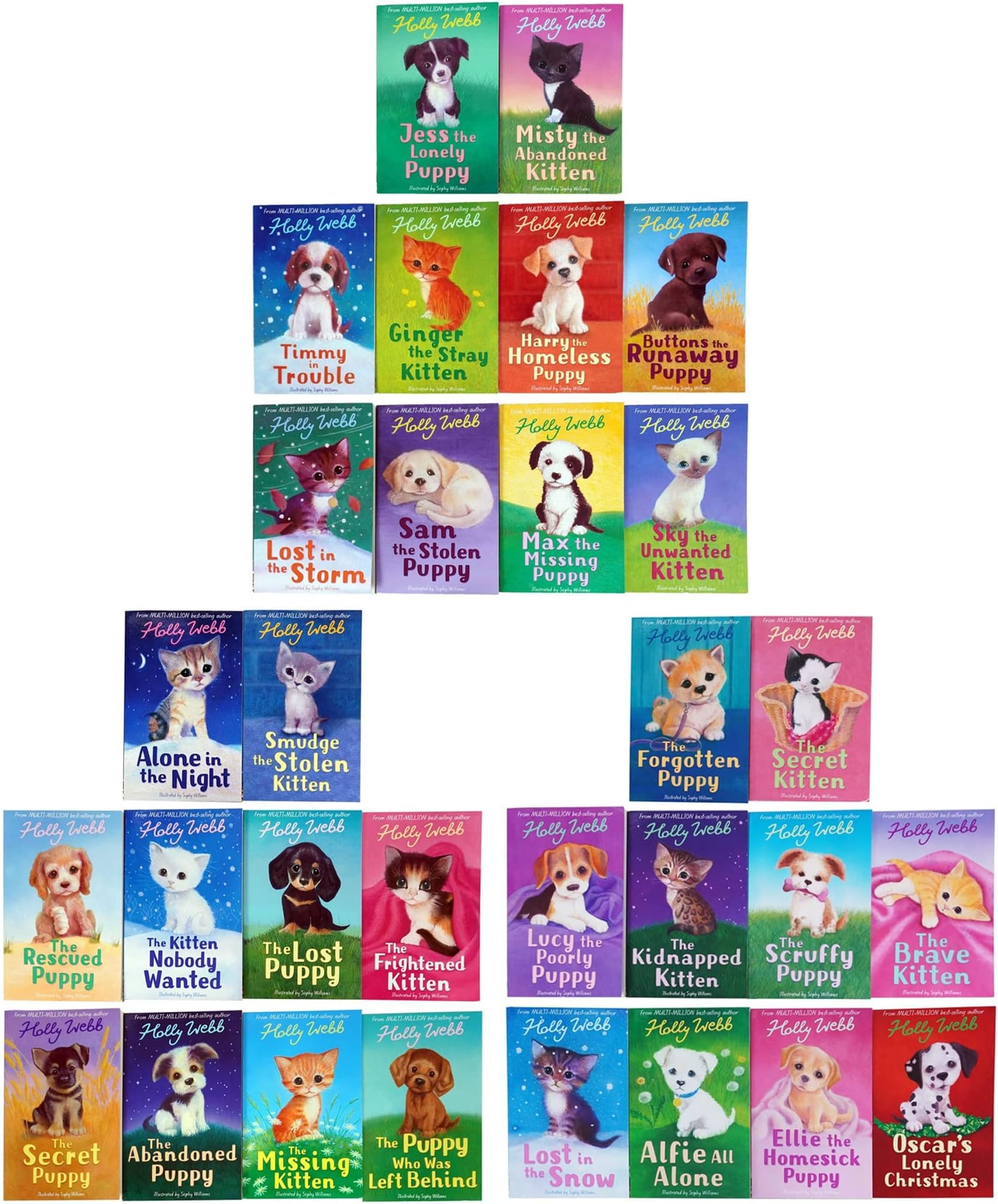 Holly Webb 30 Books Collection Set Puppy and Kitten - Animal Stories Pet Rescue Adventure Series Paperback