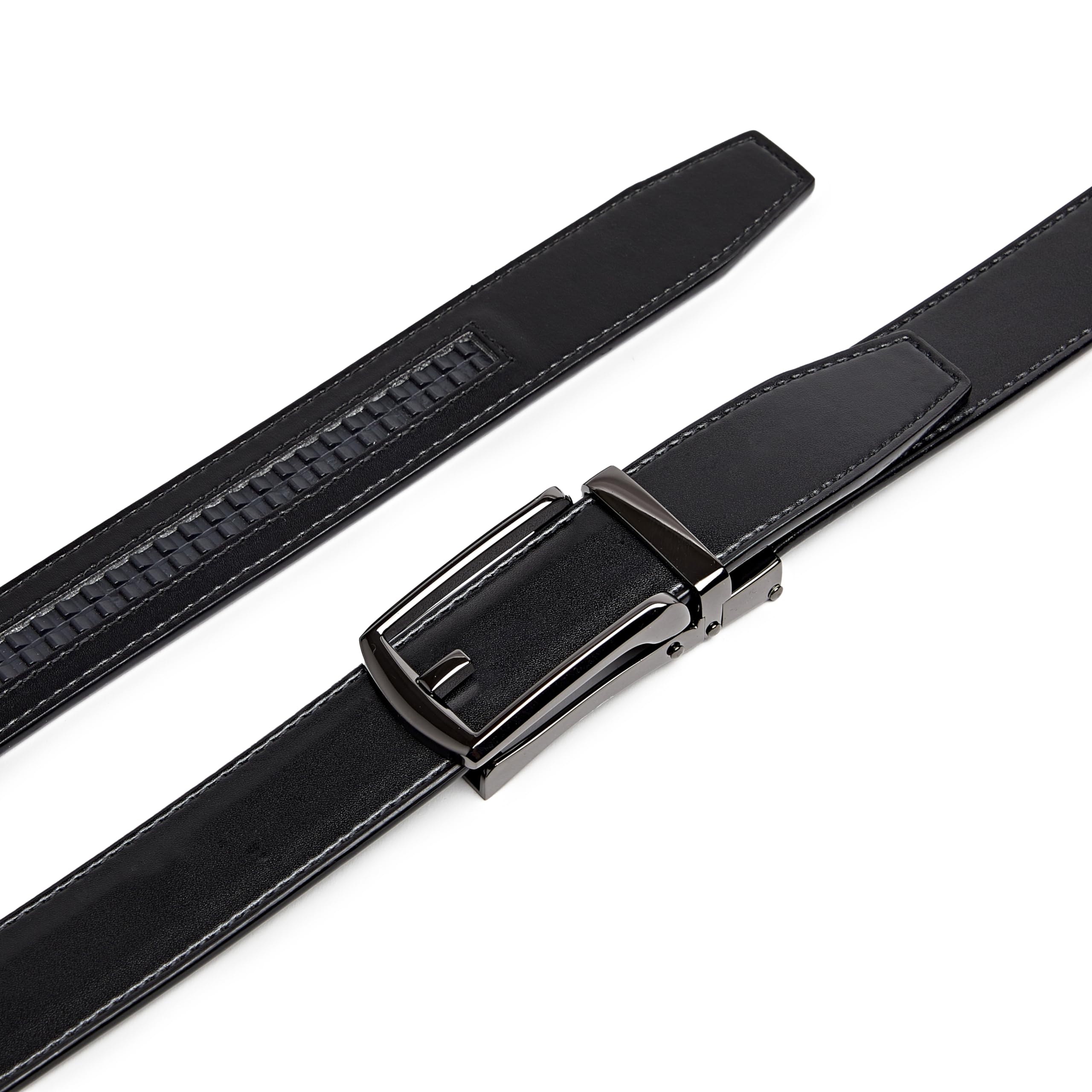 Cinturón de trinquete de cuero genuino para hombre con cinturón deslizante para hombre