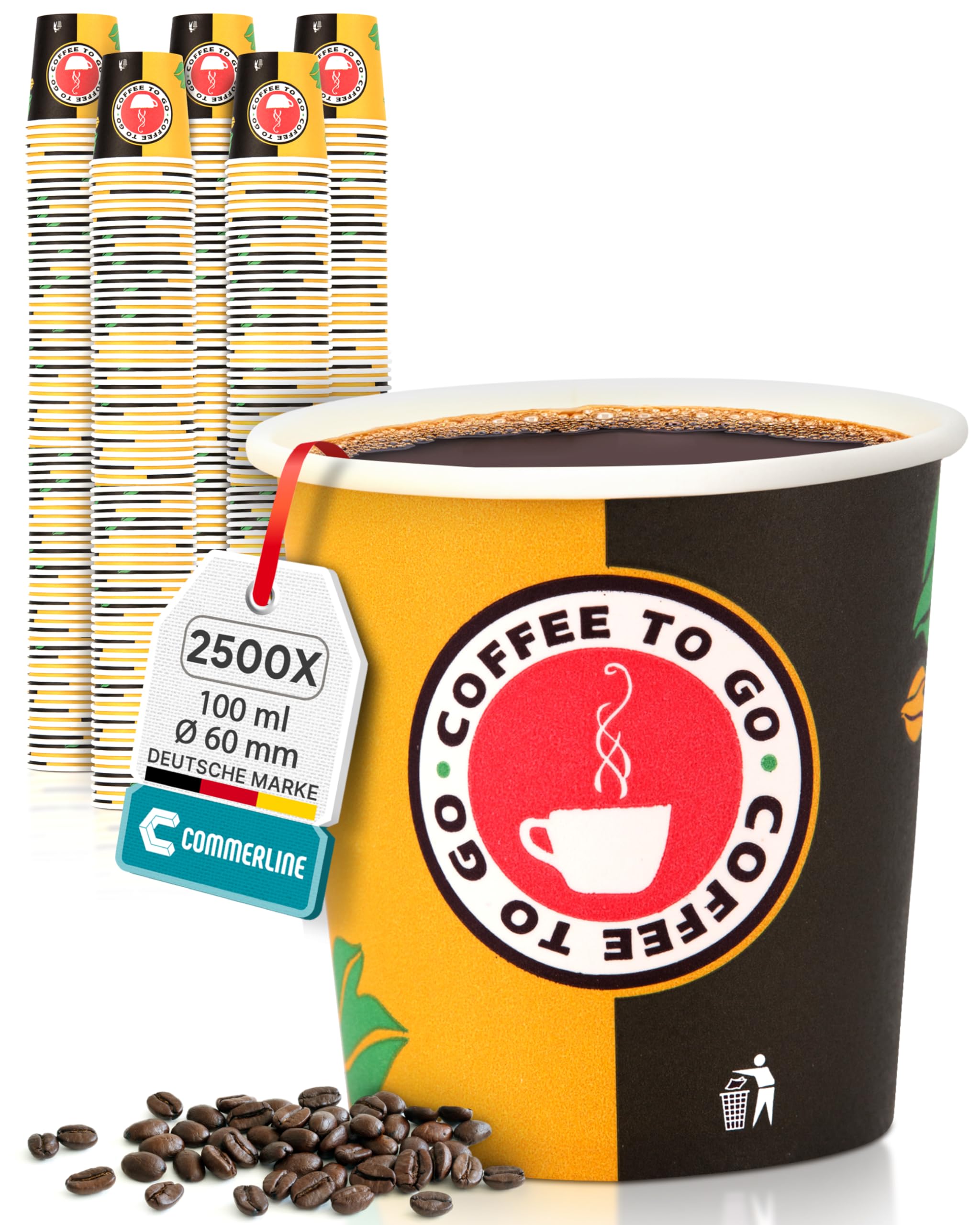 Commerline Lot de 2500 gobelets à café en carton jetables - 100 ml - En papier dur - Pour café/thé (2500, 4oz/100 ml)