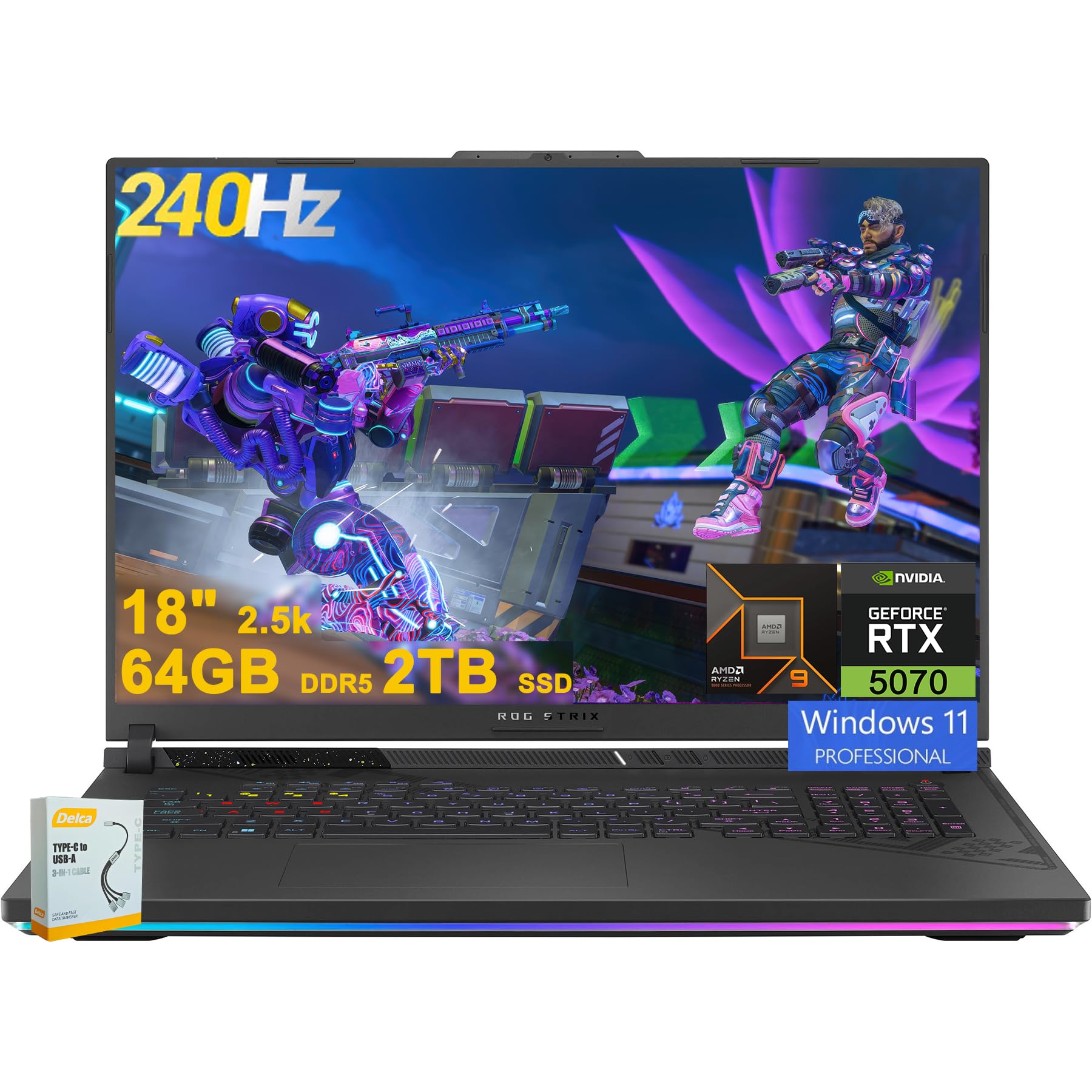 schermo gamer 18 pollici 2.5k 240hz amaranto 64gb 2tb