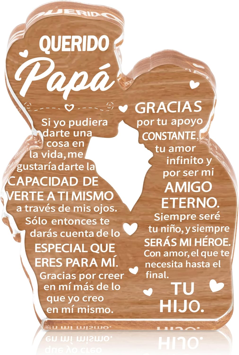 Yopyame Gift for Dad from Son - Spanish Papá Heartwarming Keepsake Father Son Embracing Acrylic Plaque Sign Best Dad Ever Gift Regalos Para Papá Office Desk Decor Father’s Day Birthday Christmas Gifts