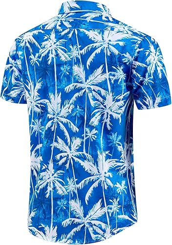 Miniatura 3 de EUOW - Camisas hawaianas para hombre de manga corta con botones, estampadas para la playa y el verano