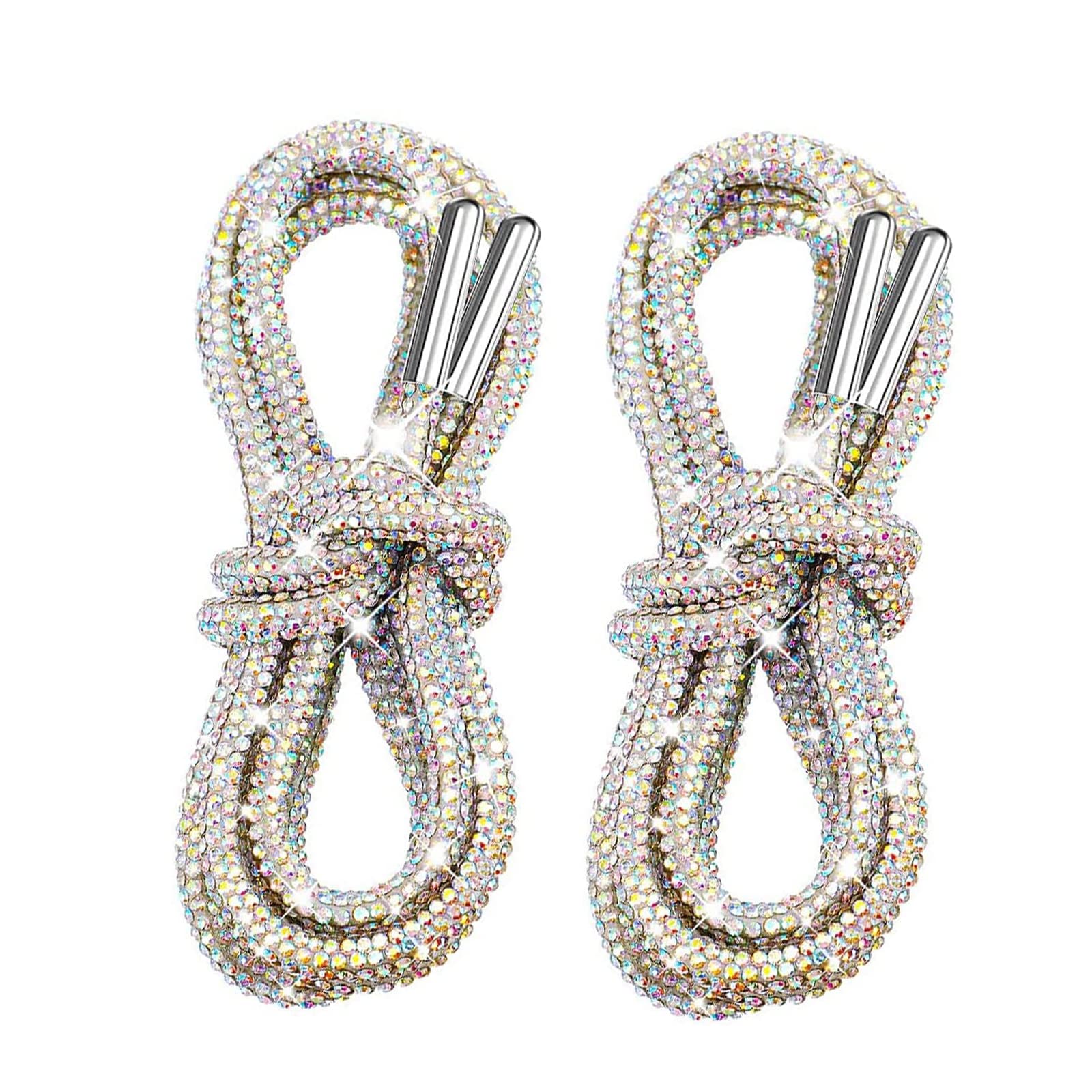 2 PCS Rhinestone Glitter Rope Round Shoe Laces, Glittering Diamond Rope Strap, Bling Bling Shiny Round Shoelaces Drawstring Cords Replacement for Sneakers Sweatpants Shorts Hoodies