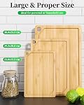 Kitsure Cutting Board Set - Cross-Laminated Bamboo Cutting Boards for Kitchen with Juice Grooves and Built-in Handles, Ideal Kitchen Gadgets for Versatile Prep & Serving, 3-Piece, Nature