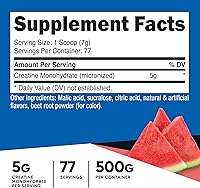 Vista 2 de Nutricost - Monohidrato de creatina en polvo (sandía, 17.64 onzas/500 gramos), suplemento de creatina micronizada, vegano, sin OGM, sin gluten
