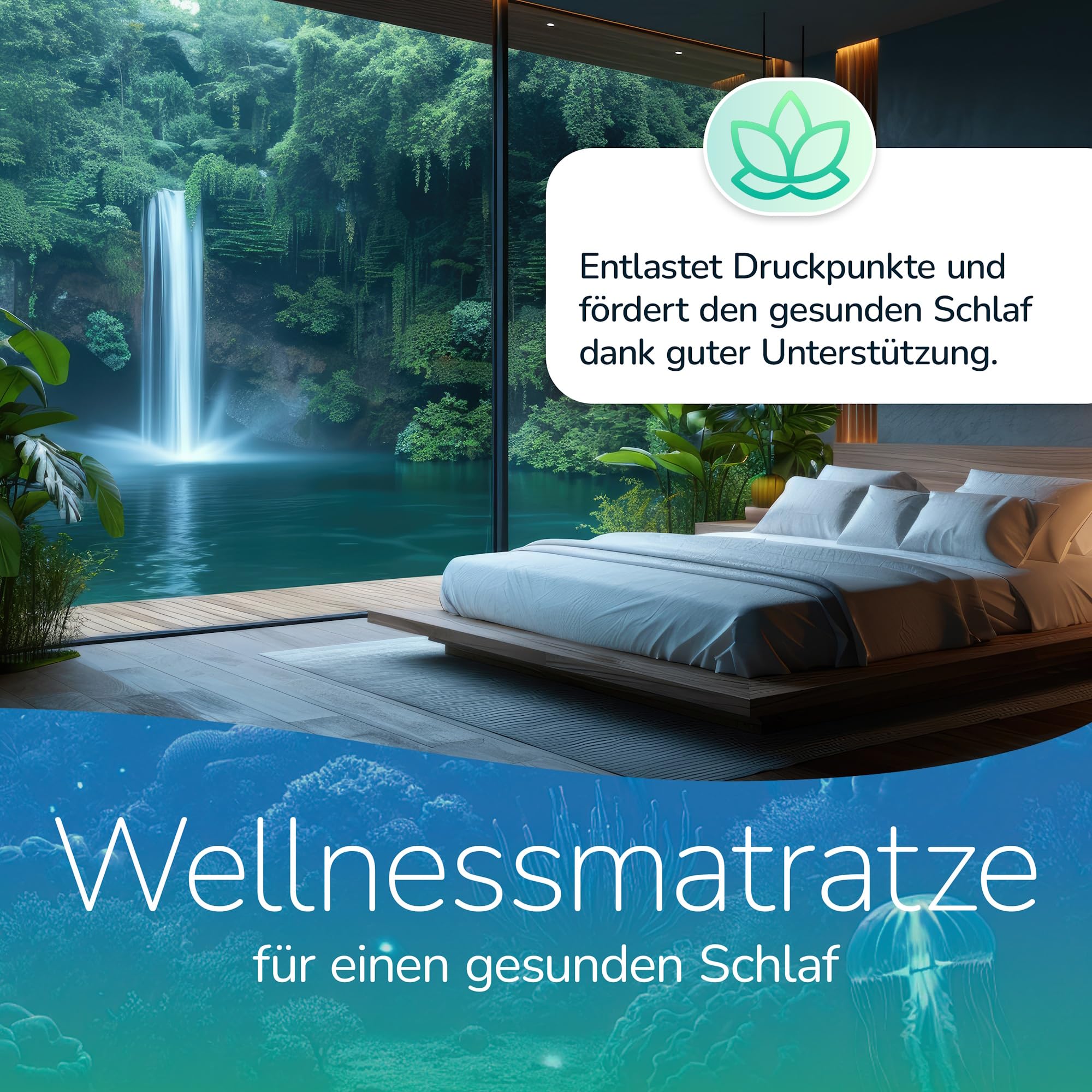 MSS e.K. Aqua Deluxe - 7 Zonen Wellness Kaltschaummatratze - 130 x 200 x 16 cm (Kernhöhe 14 cm) - Härtegrad H4 & H5 - Matratze Wendematratze Kaltschaum Oeko-TEX