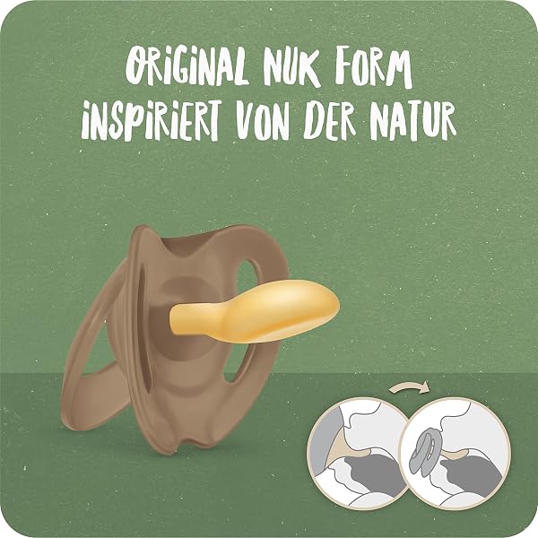 NUK for Nature Babyschnuller | Nachhaltige Gummischnuller | Über 98 % natürliche Rohstoffe | 6-18 Monate | Eukalyptusgrün | 2 Stück - 2