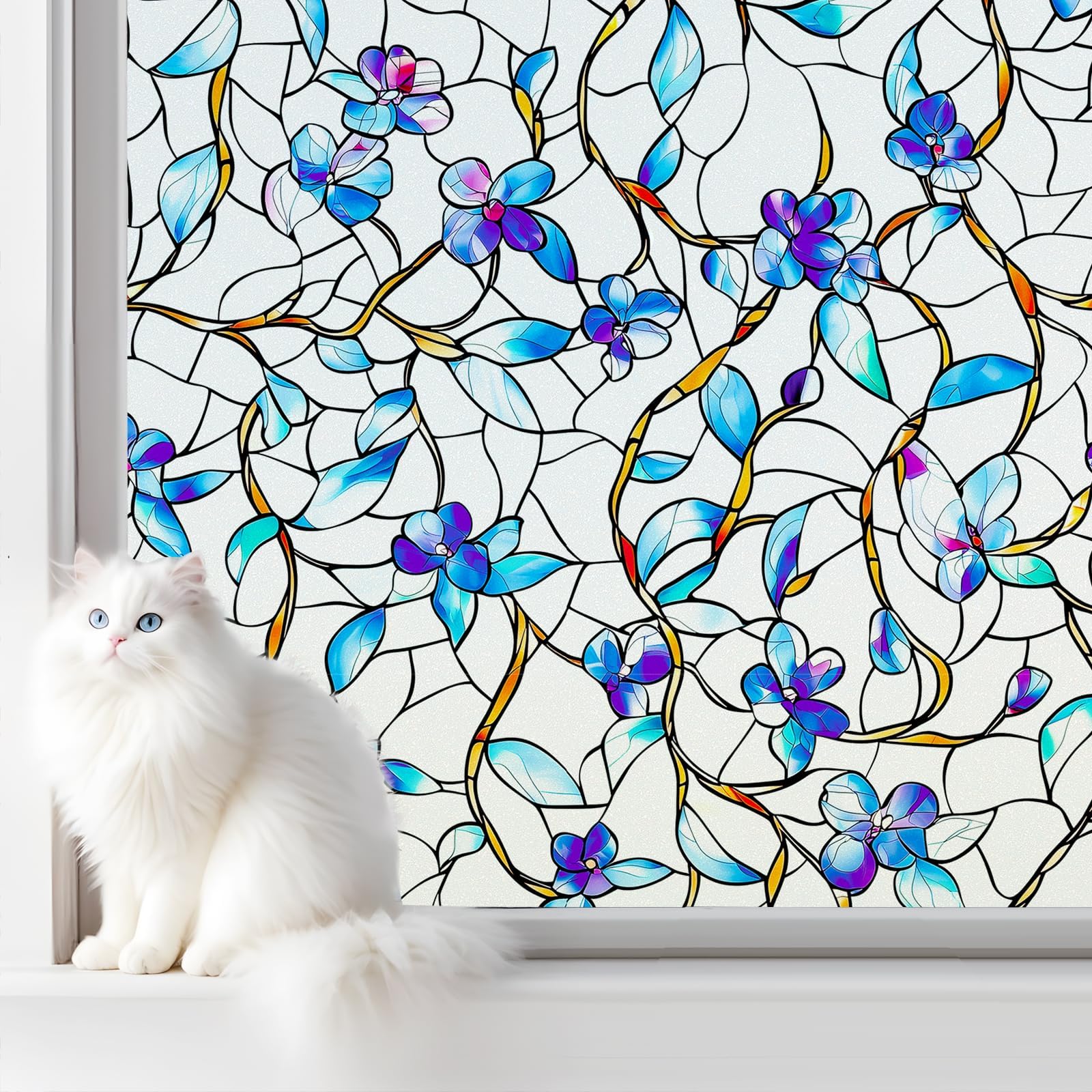 SOMWISE Frosted Glass Window Film, Heat Insulation, UV Block, Anti-Glare, One Way Privacy Tint, Static Cling for Home Bathroom Door, Renter Friendly, Day & Night Privacy