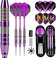 Trecynd 22g Professional Steel Tip Darts Set - Aluminum Shafts, Metal Barrels, Extra Flights & Plastic Shafts for Beginners & Pros