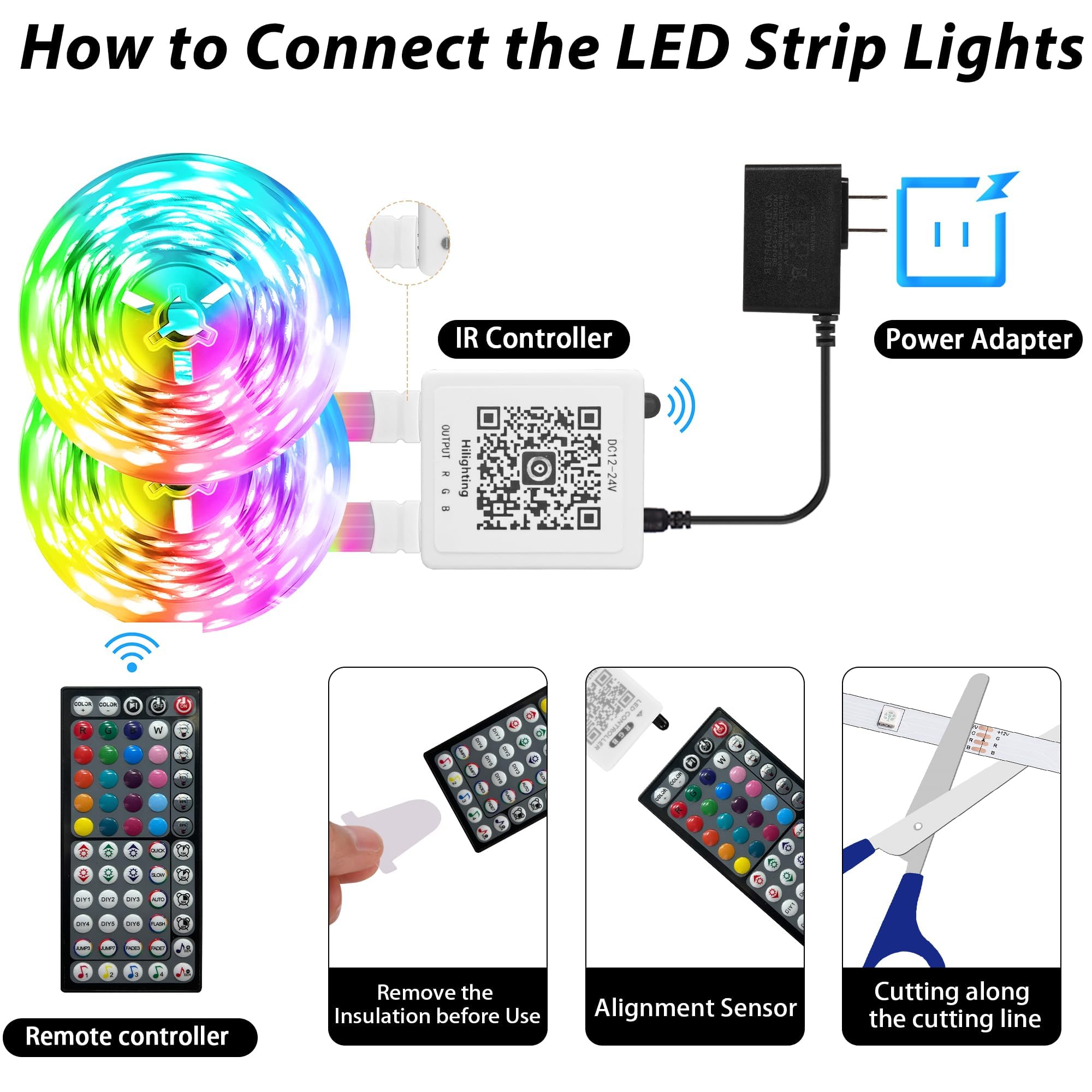 GANZQH LED-Leuchten für Schlafzimmer, 61 m, RGB-Farbwechsel-LED-Lichter mit Musik-Synchronisation, Fernbedienung und App-Steuerung, LED-Lichtleiste für den Innenbereich