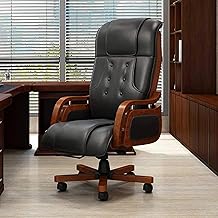 LAKDI Furniture Co High Back Fully Cushioned Leatherite with Wooden Work Office Chair | Revolving Chair | Executive Chair | Director Chair (Black)