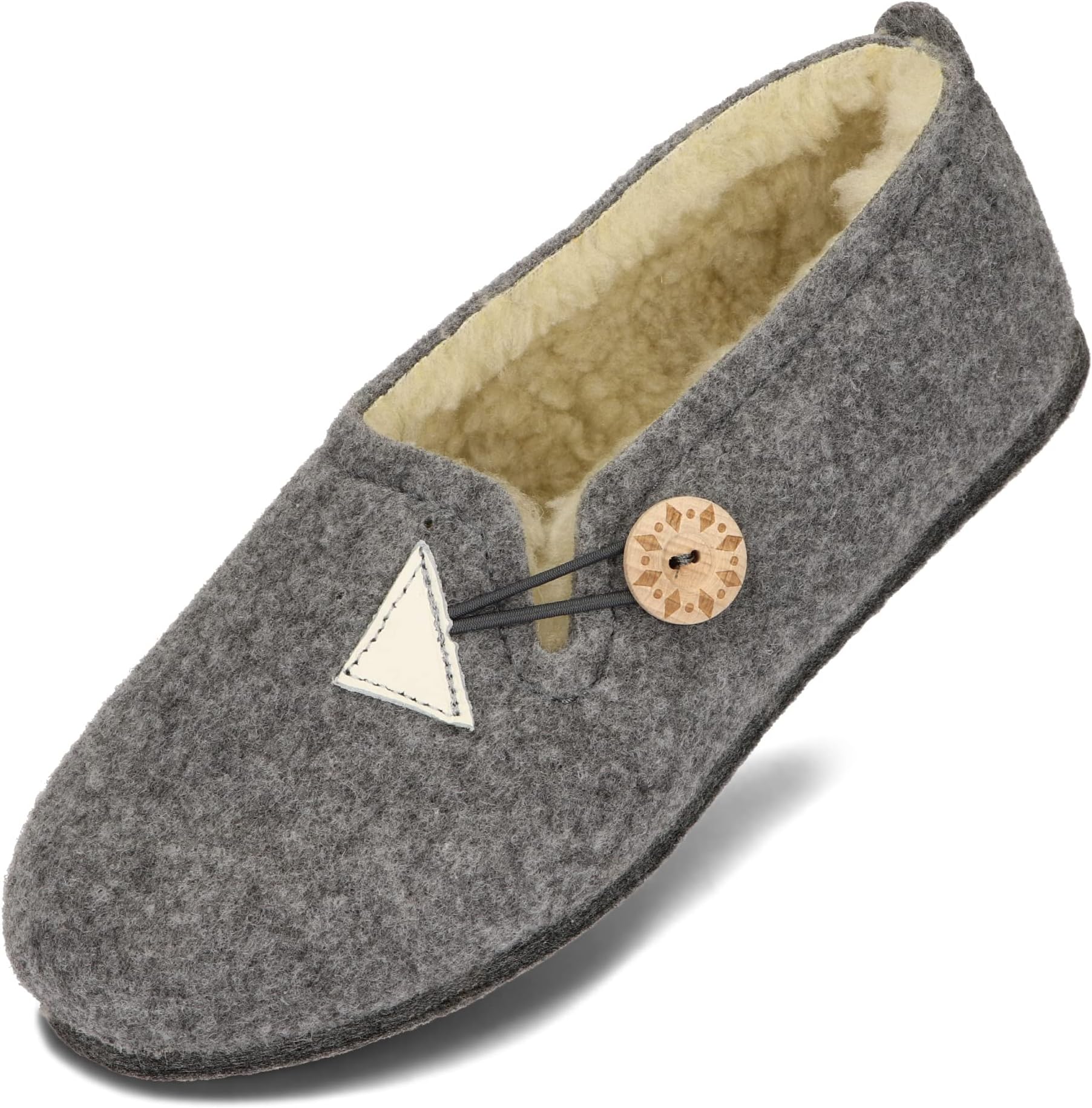Women's Felt Slippers Lined with Sheep's Wool Warm Slippers with Button Felt Sole 36-42 EU