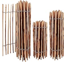 Aquagart Staketenzaun Höhen 50cm - 120cm hoch Lattenabstand 3-5cm Gartenzaun Kastanienzaun aus Haselnuss Langlebiger Holzzaun Zaun Rollzaun inkl. Krampen (Haselnuss 90cm, 10m)