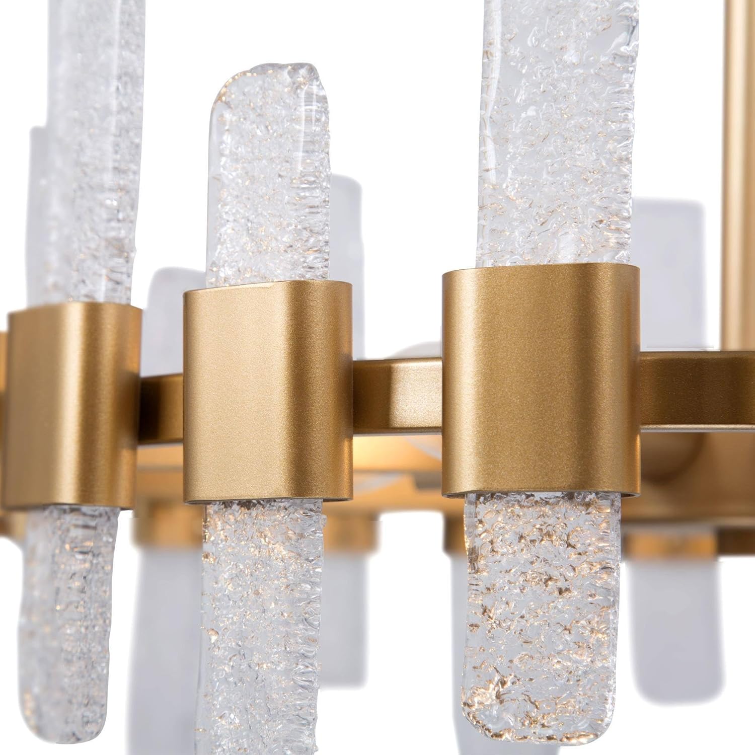 KSANA Gold Chandelier, Modern 6-Light Drum Chandelier Light Fixtures with 22 Luxurious Textured Glass Strips for Dining Room, Kitchen, Foyer, Bedroom and Living Room