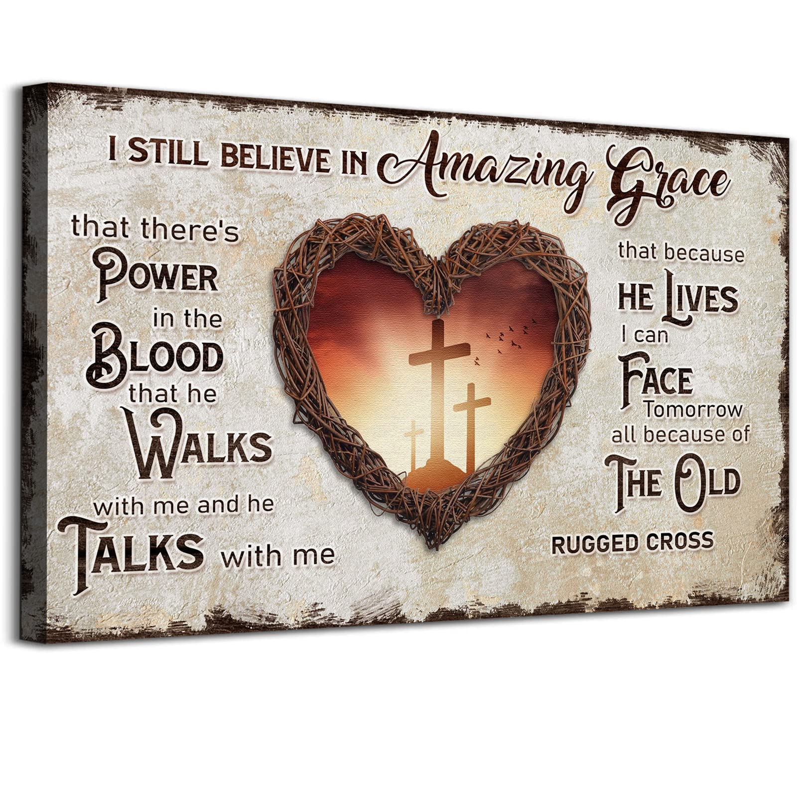 Christian Cross Canvas Wall Art I Still Believe In Amazing Grace Picture Bible Verse Painting Church Print Religious Poster Christian Inspirational Art Bible Scripture Pictures Jesus Artwork