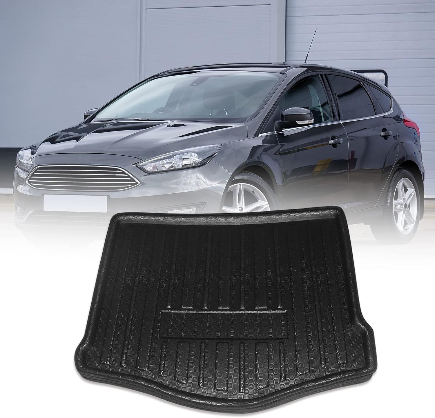 uxcell Cargo Trunk Tray Cargo Liner Rear Cargo Trunk Floor Mat Waterproof Protector Custom for Ford Focus Hatchback 2012-2017