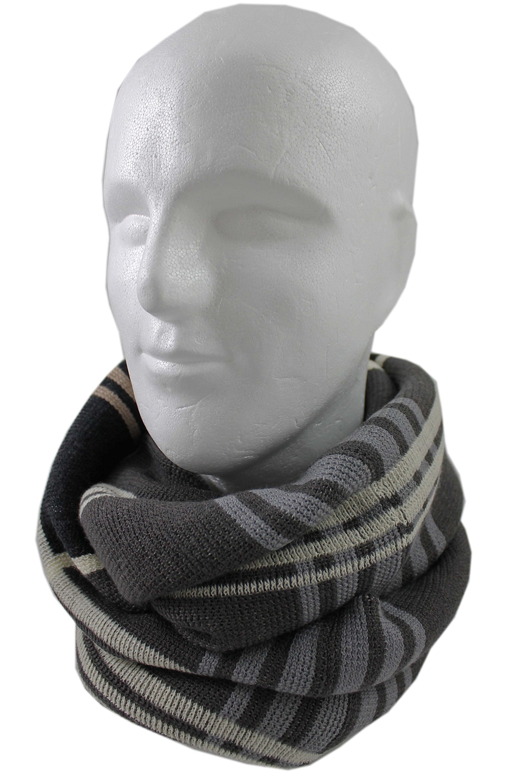 Rotfuchs Loop Schlauchschal Schal Strickschal Karo modisch grau-beige 100% Wolle (Merino) R764