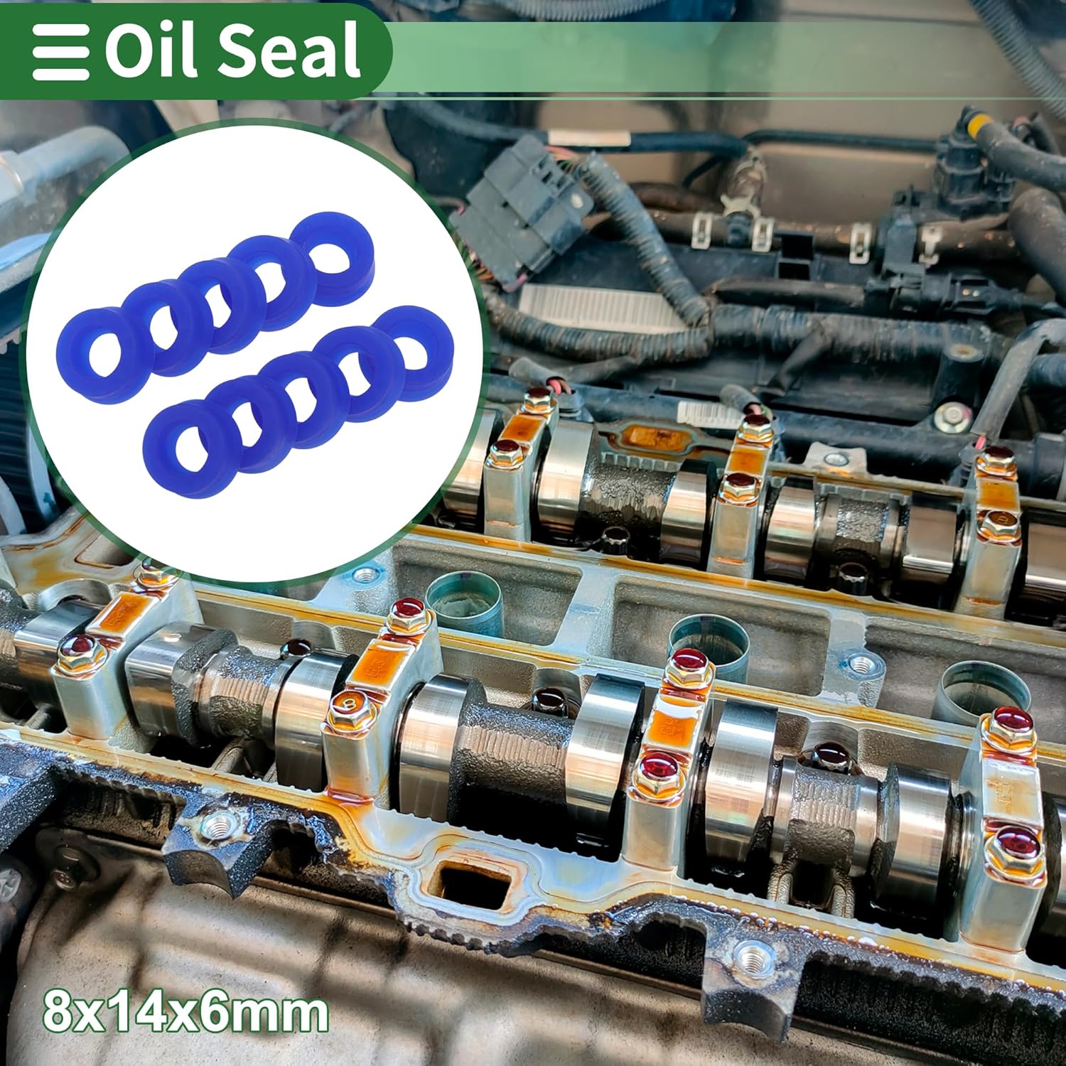 Universal Oil Seal UN Lip Seal Ring Rotary Shaft Seal 8x14x6mm High Pressure TPU Blue 10 Pcs