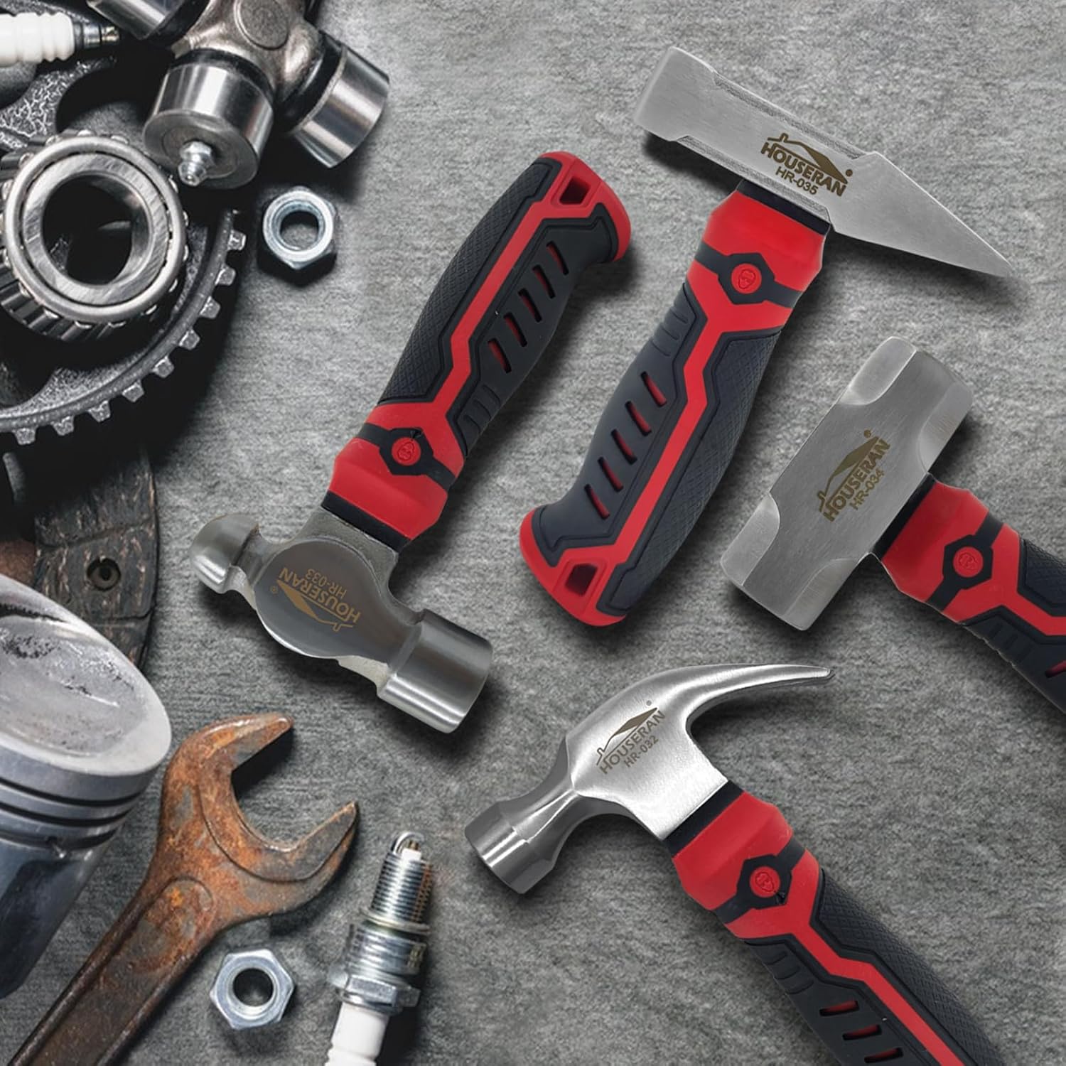 4-Piece Small Hammer Set, 8oz Ball Peen, Claw, Sledge, Cross Peen, Mechanic Hammer Mini Mallet Tool for Craft