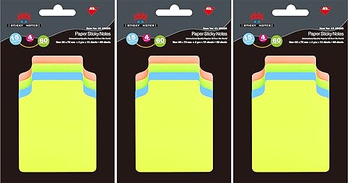 4A 4A 40609 - Notas adhesivas para divisores, pestañas de notas, 2 23 x 2 78 pulgadas, papel blanco de 5.64 ozm, forrado, 15 hojasdivisor, 4