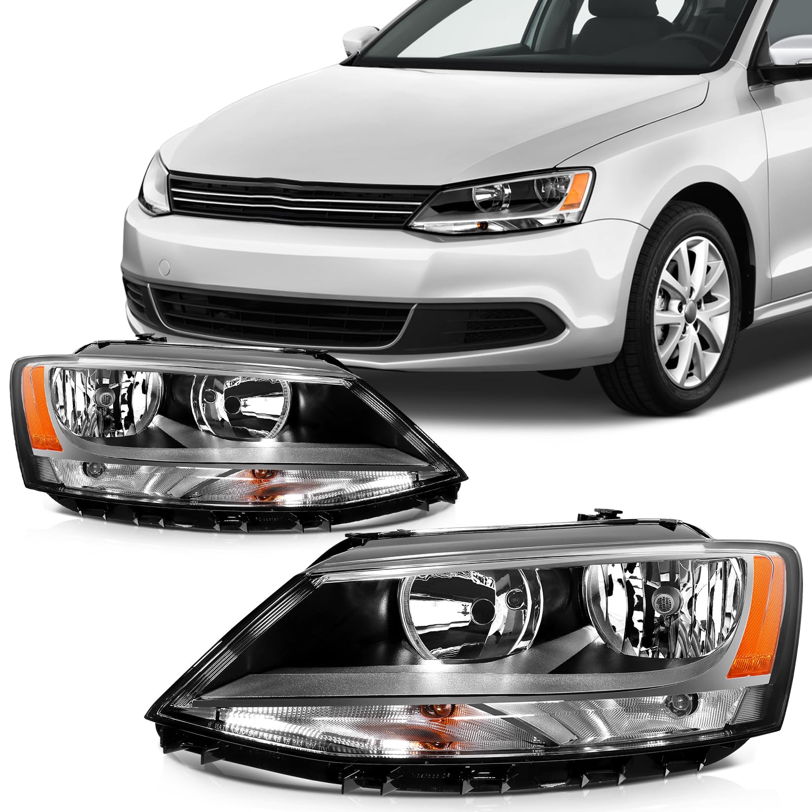 SCITOO Headlight Assembly Fit 2014-2021 For Toyota 4Runner Black Housing Amber Reflector Pair Headlights 81170-35571 — view 36