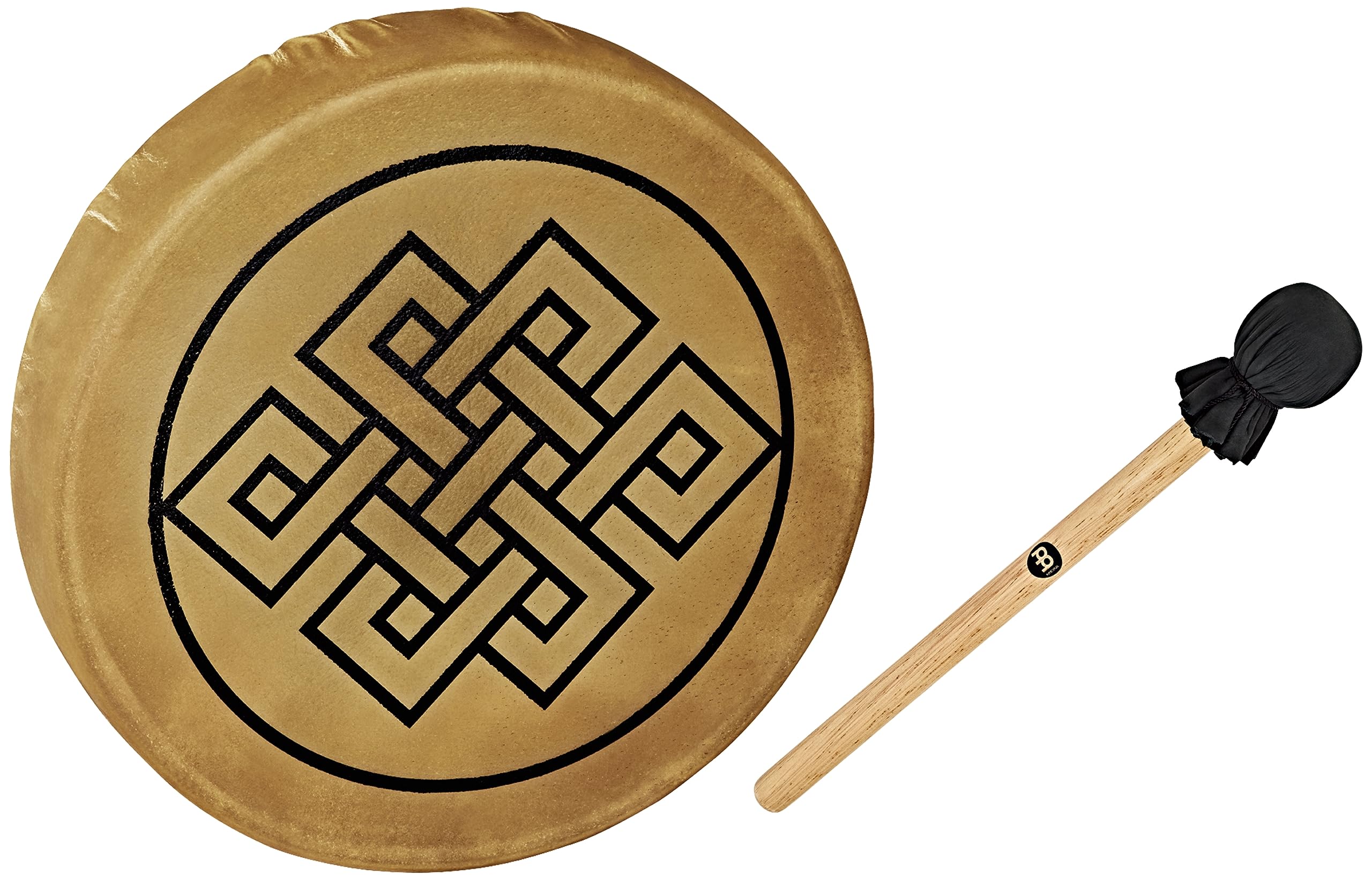 Sonic Energy Frame Drum 15 Pollici – Endless Knot – Tamburo a mano per meditazione, viaggi sonori, percussioni – Strumento sciamanico con pelle di bufalo – incluso battente (HOD15-EK)