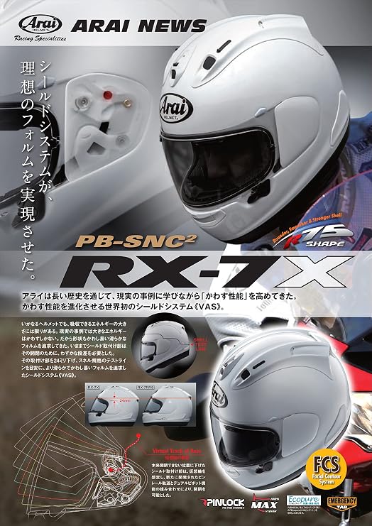 Arai RX-7X Full Face Motorcycle Helmet, Alumina Silver, 21.3 inches 54 cm
