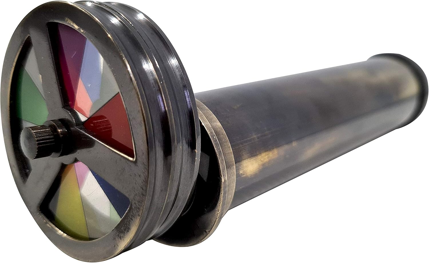 Antique Double Wheel Kaleidoscope, Brass Collectible with Antique Finish, Handcrafted Magic Rotating Optical Kaleidoscope, Eco-Friendly Brass Ring