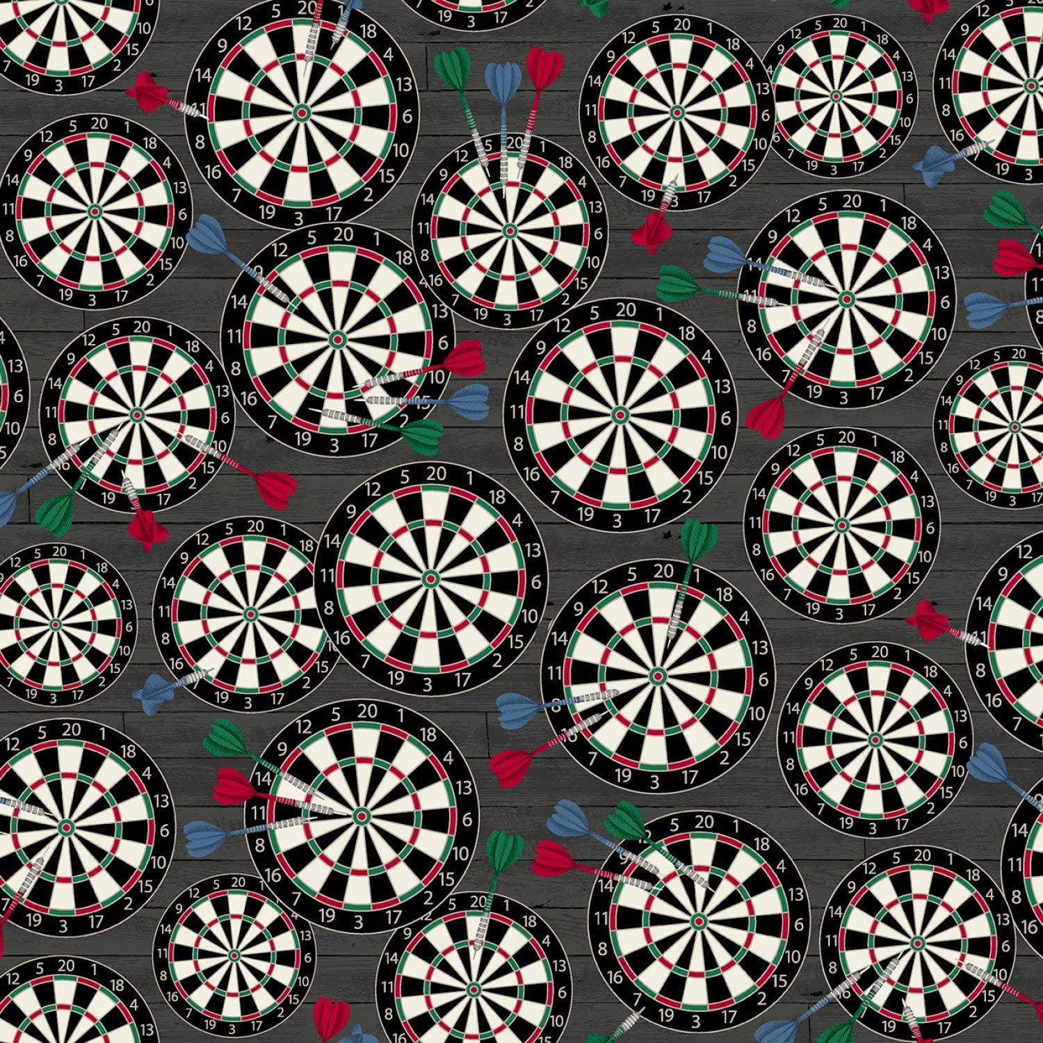 Windham Fabrics Man Cave Dart Boards Charcoal Premium Quality 100% Cotton Fabric by The Yard.