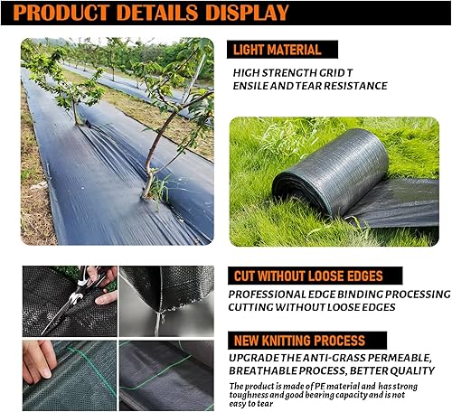 Vista 5 de 3Size Weed Barrier Landscape Fabric Heavy Duty Woven Ground Cover Weed Cloth Geotextile Fabric Driveway Fabric (3x100FT)