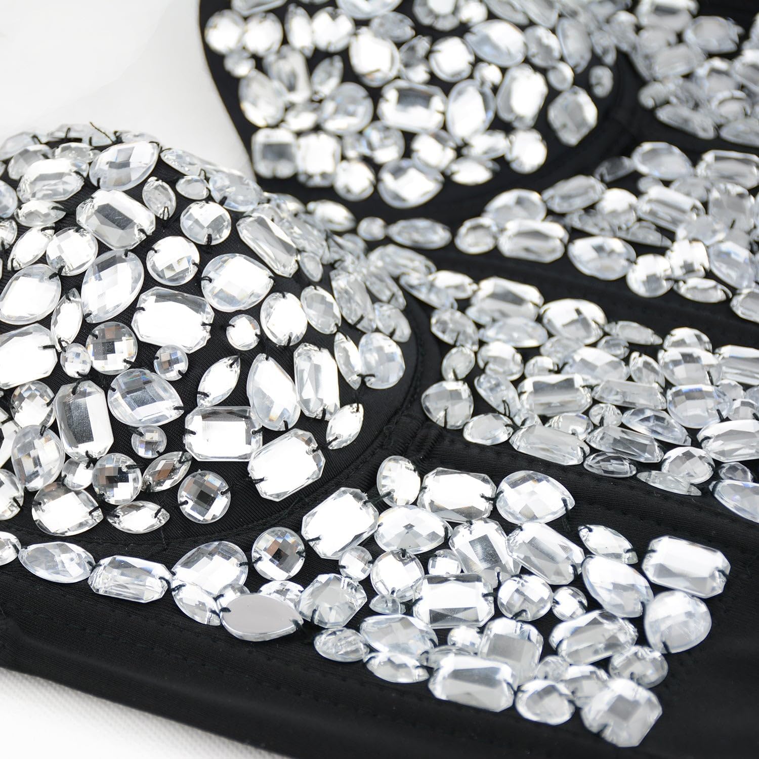 ELLACCI Women's Sexy Rhinestone Punk Bustier Crop Top Push Up Corset Bra White - Image 4