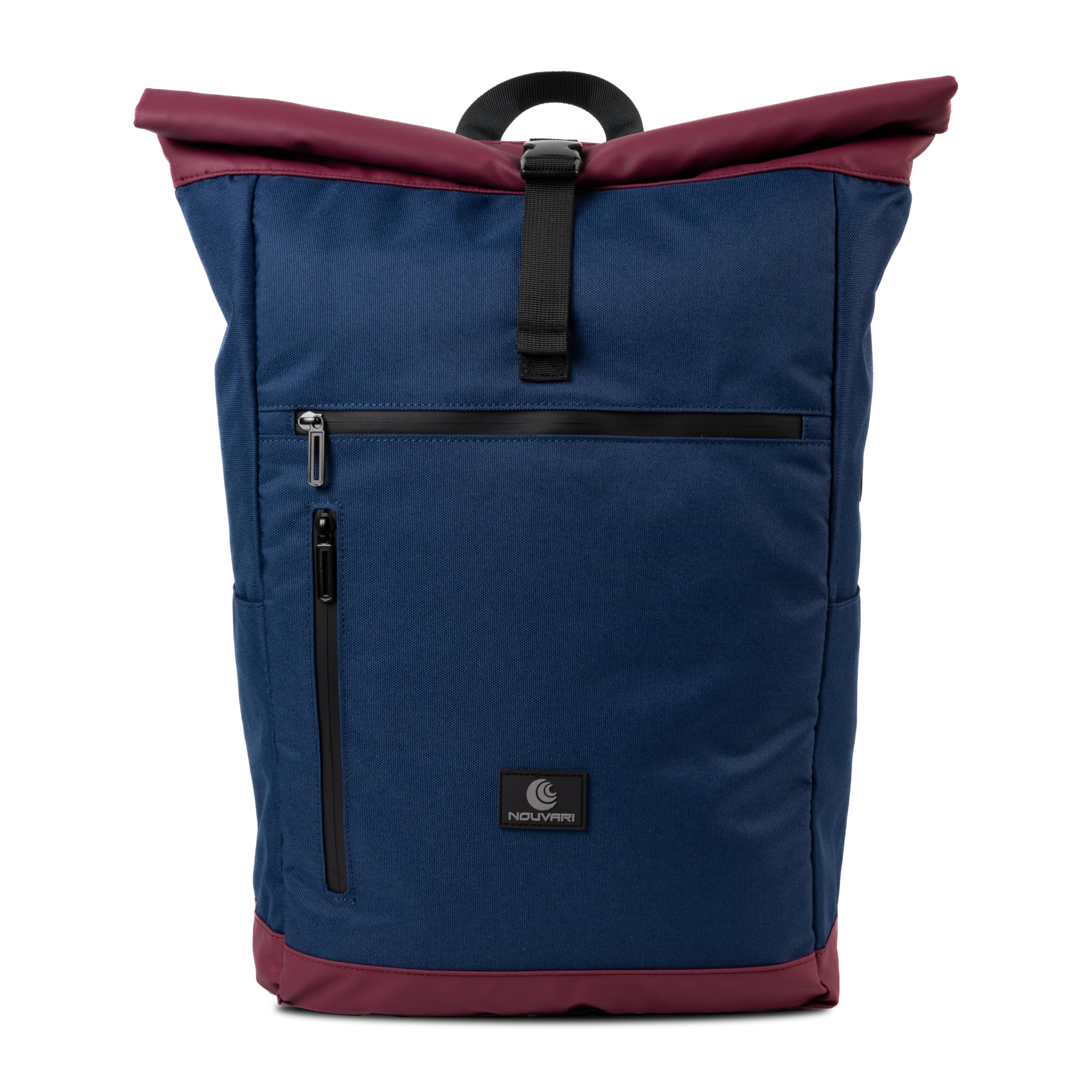Nouvari Rolltop Rucksack Herren Damen Wasserabweisender Rucksack schwarz mit 17" Laptopfach für Uni Arbeit Freizeit Reiserucksack Groß Backpack Wanderrucksack Rollrucksack 30l