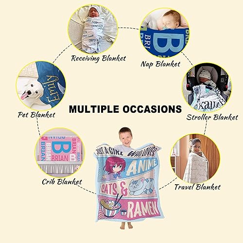 Miniatura 5 de Manta de anime de regalo para niñas, decoración de anime Kawaii para mujeres, solo una chica que ama a los gatos de anime y ramen, manta de franela