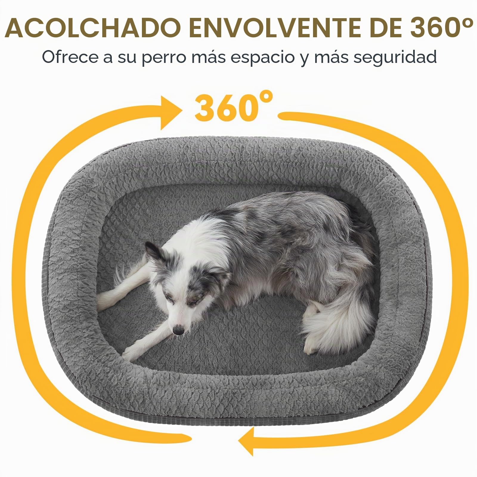 Pawk Cama Perro Medianos Sofá Perro Ortopedica Desmontable y Lavable, Colchon Perro con Forro Impermeable y Espuma Viscoelastica,89x63x18cm, Gris