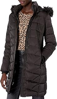 Marc New York by Andrew Marc womens Medina Down Jacket With Faux Fur Removable Hood