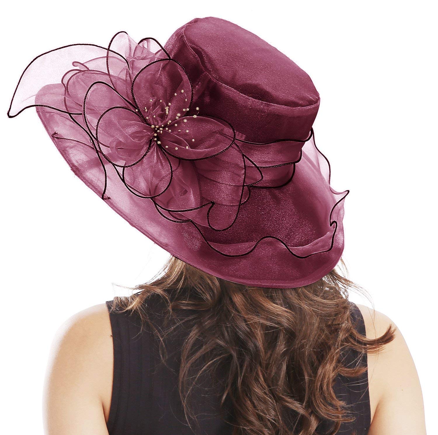 Bellady Tea Party Hat for Women,Organza Fancy Church Hats,Wedding Dress Hat