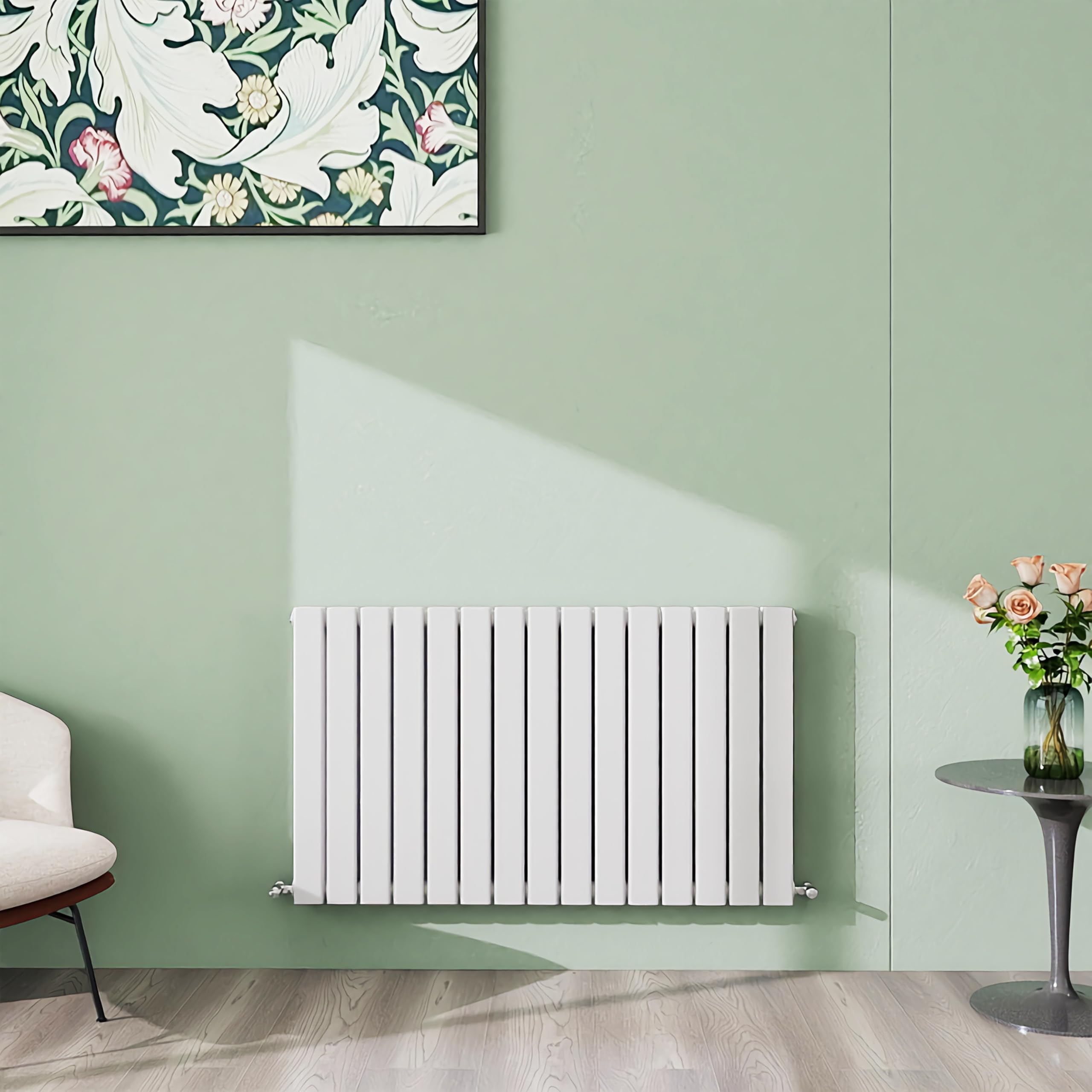 Simple Bathroom 600×1020mm White Horizontal Designer Radiator Double Panel Modern Central Heating Flat Panel Radiators