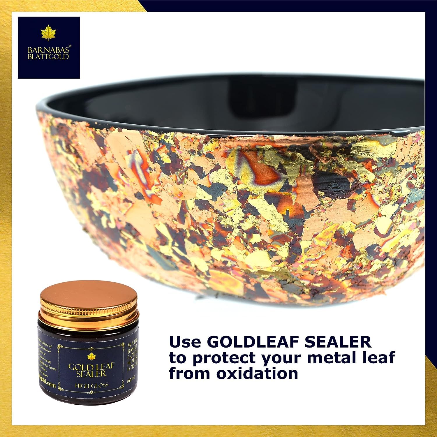 Barnabas Blattgold Gold Leaf Sealer 120ml with Bonus Brush, Sealer for Arts and Plating