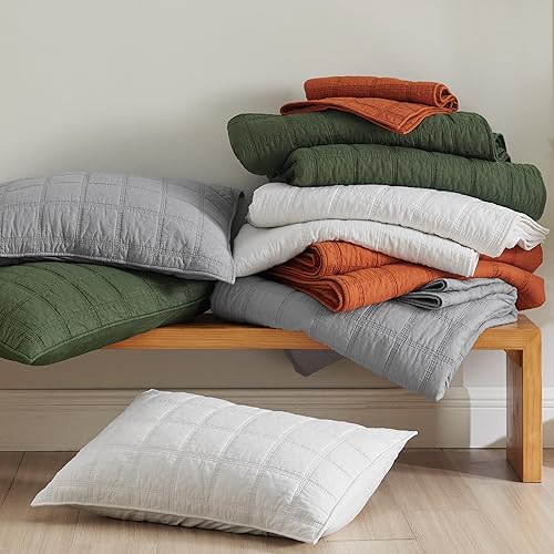 Miniatura 6 de Bedsure Juego de edredón 100% algodón, colcha tamaño King, colcha ligera y suave, juego de edredón de 3 piezas con 2 fundas de almohada en patrón