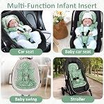 TANOFAR Car Seat Head Support Baby - Infant Car Seat Insert for Newborn Girls Boys - Soft Carseat Head Support for Infant - Newborn Carseat Insert for Car Seats, Strollers, Swings, Bouncer (Green)