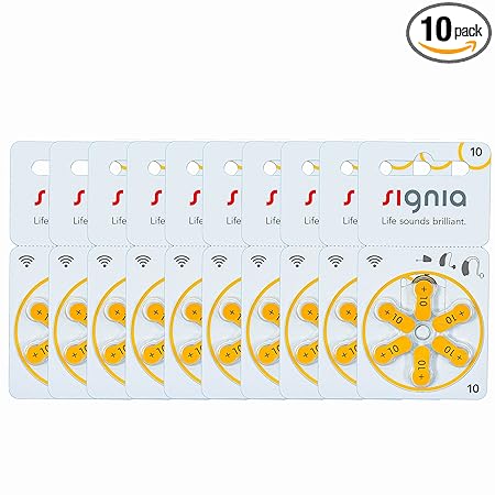 Signia Hearing Aid Battery Size 10, Pack Of 60 Batteries