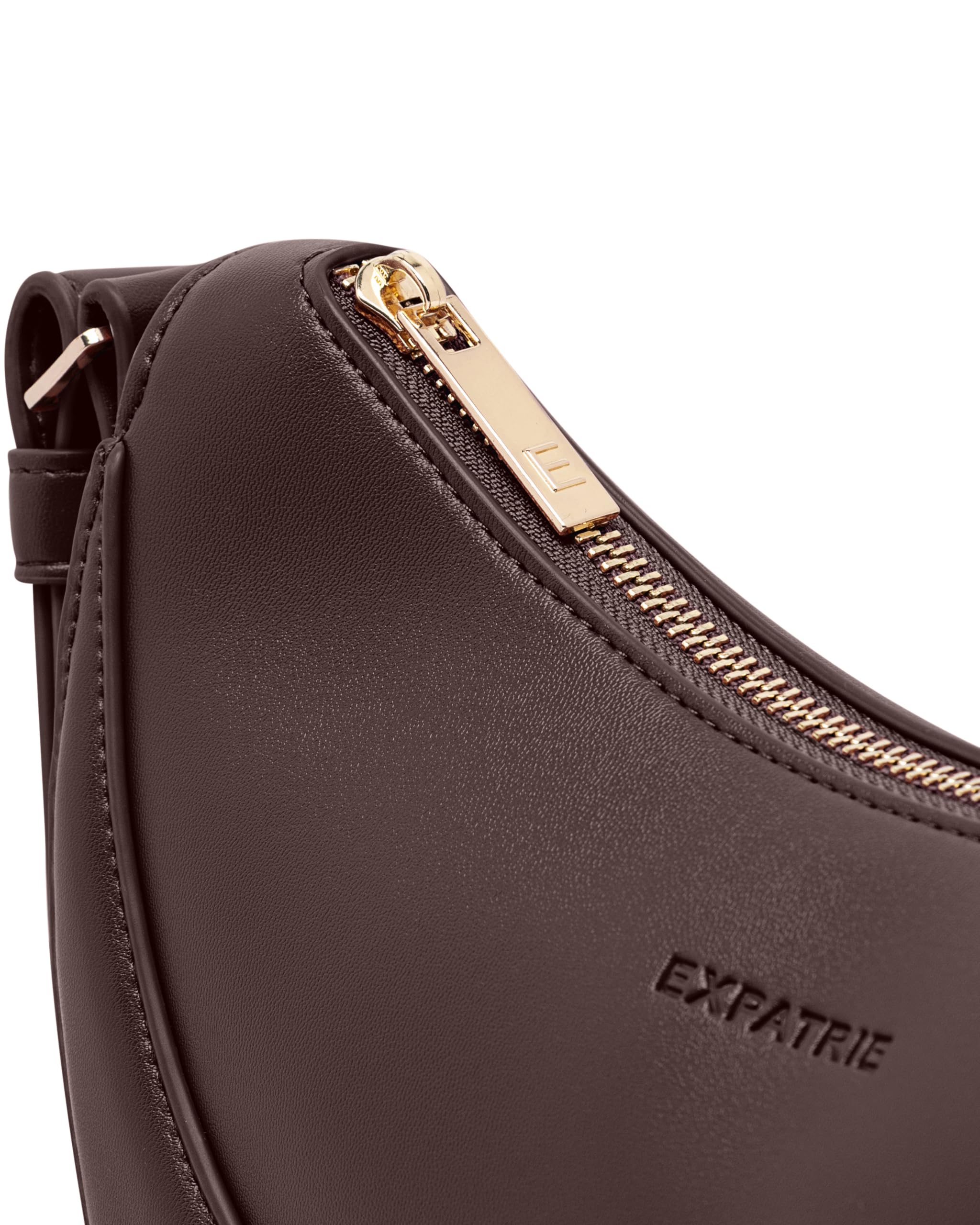 Expatrié Bolso de Hombro Mujer - Livia - Half Moon Bag - Bolso Bandolera con Diseño de Media Luna - Cuero Vegano - Repelente al Agua