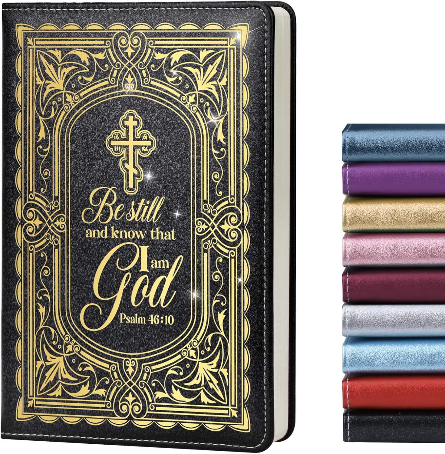 LBWCER Be Still Journal for Women,Christian Gifts for Women,200 Pages, A5 Hardcover Leather Journals for Writing,School,Travel,Business,Work,Home (Be still 46:10 Black)