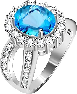Uloveido Women's Oval Cut Cubic Zirconia Split Shank Ring Wedding Engagement 4 Prongs Halo Setting Jewelry J469